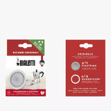 Original Bialetti Moka Stove Top Coffee Maker Replacement Filter Plate & 3x rubber gasket seal rings