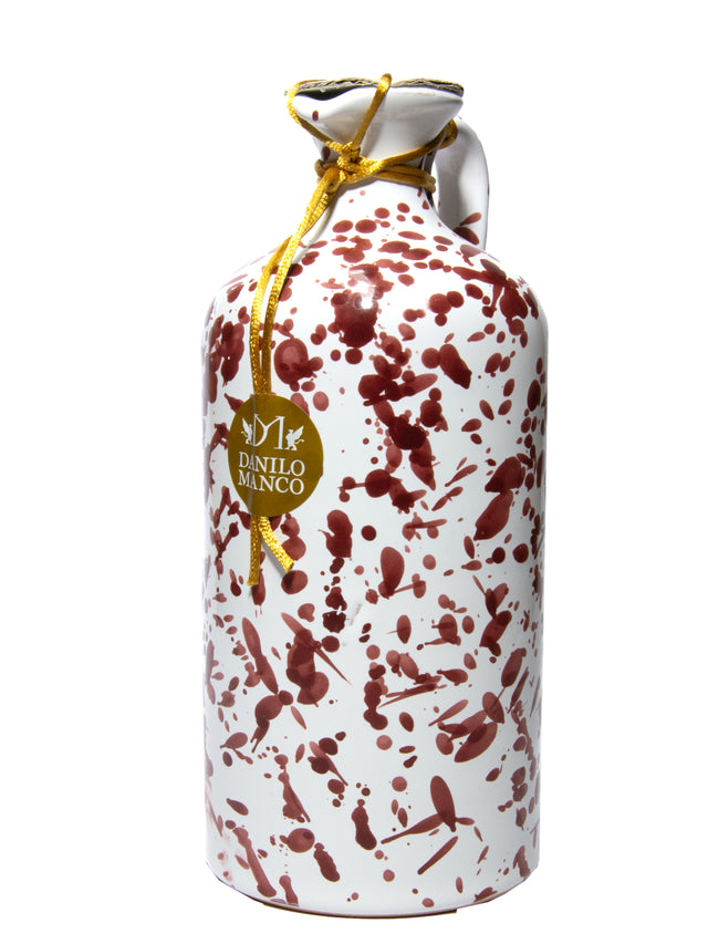 Danilo Manco Puglian Extra Virgin Olive Oil in Glazed Terracotta Splatterware Bottle 500ml