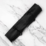 Soft Black Leather Knife Roll 7 Pocket