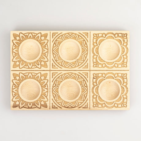 Wooden Ravioli Tray 'Mandala' Pasta Mould