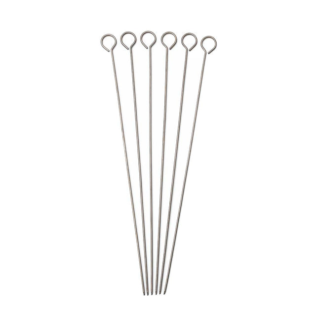 Pack of 6 Straight Flat Stainless Steel Skewers 29cm