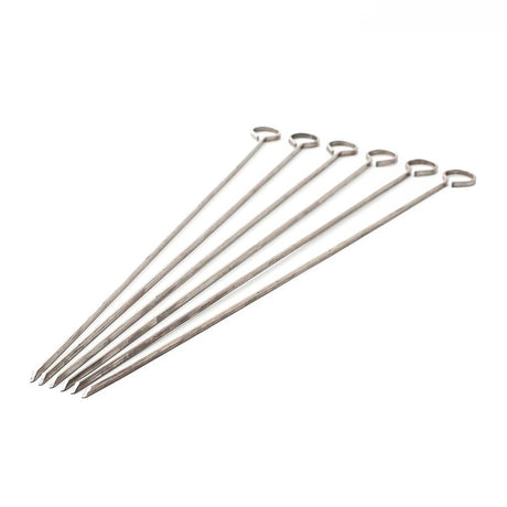 Pack of 6 Straight Flat Stainless Steel Skewers 29cm