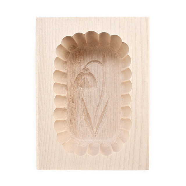 Wooden Scalloped Edge Snowdrop Butter Mould 125g