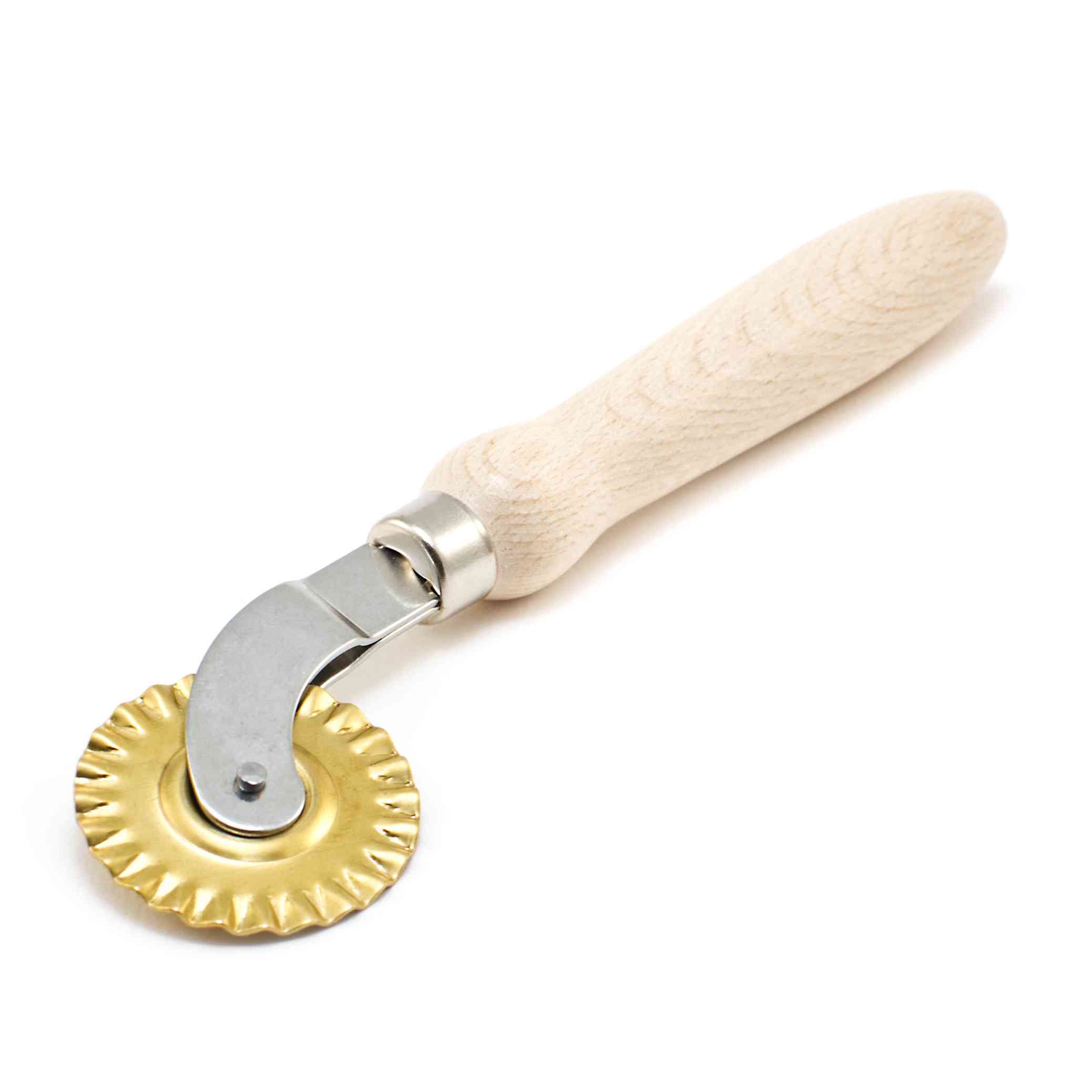 Curved Pastry / Pasta Cutter with Brass Wheel and Beech Handle