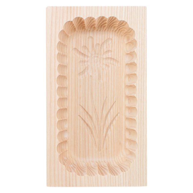 Wooden Scalloped Edge Edelweiss Flower Butter Mould 250g