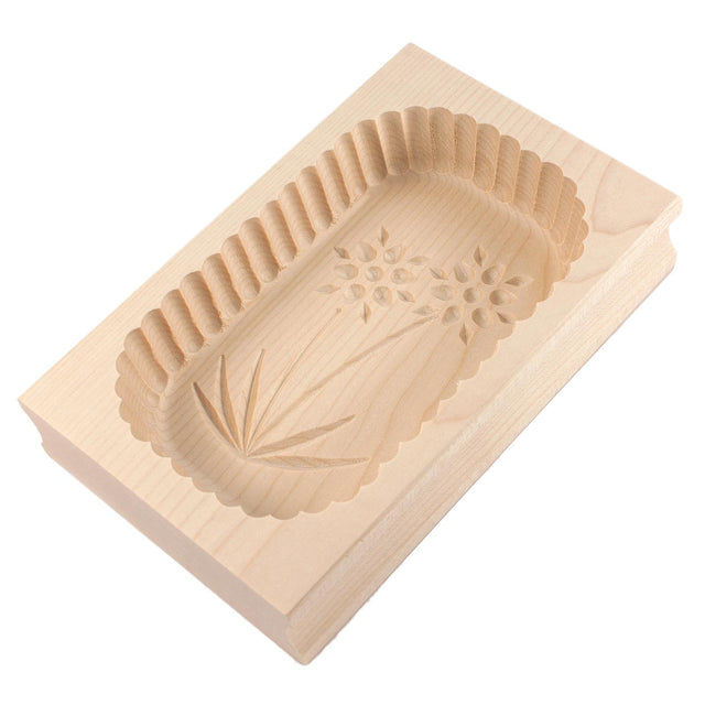 Wooden Scalloped Edge Alpine Flower Butter Mould 500g