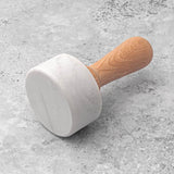 White Carrara Marble Meat Pounder Tenderiser with Wooden Handle