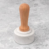 White Carrara Marble Meat Pounder Tenderiser with Wooden Handle