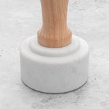 White Carrara Marble Meat Pounder Tenderiser with Wooden Handle