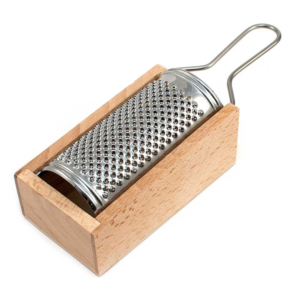 Stainless Steel Parmesan / Cheese Grater SMALL With Box Made of Olive Wood  