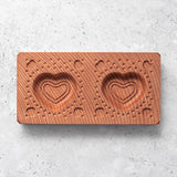 Wooden Double Ravioli Pasta Mould 'Love Me'