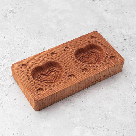 Wooden Double Ravioli Pasta Mould 'Love Me'