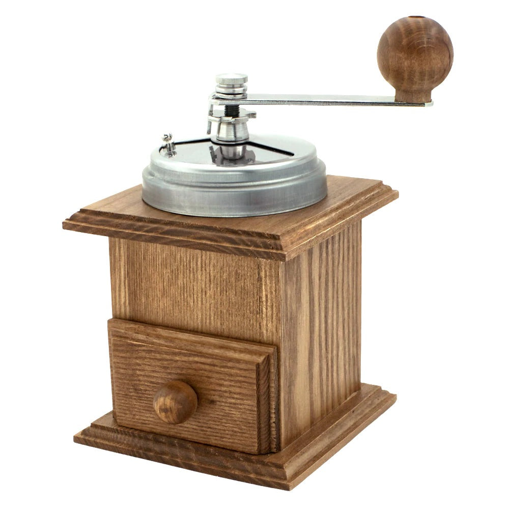 Manual Hand Crank Wooden Coffee Grinder with Drawer – Italian Cookshop