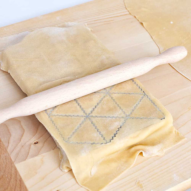 Triangular Ravioli Tray Mould With Wooden Rolling Pin