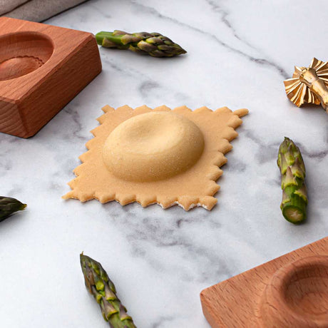 Wooden Single Ravioli 'Donut' Pasta Mould with tamper