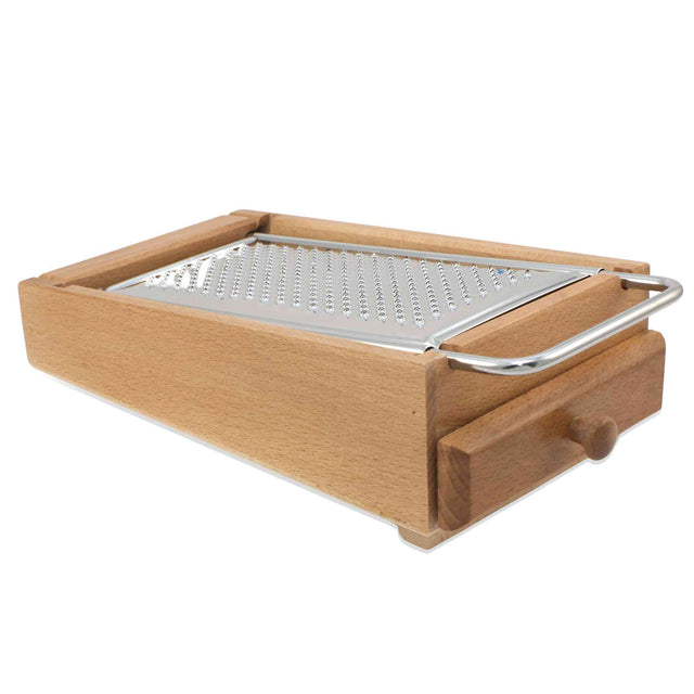 Large Wooden Box Parmesan Cheese Grater With Drawer